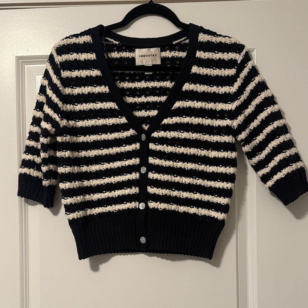 Industry Striped Black and White Cardigan